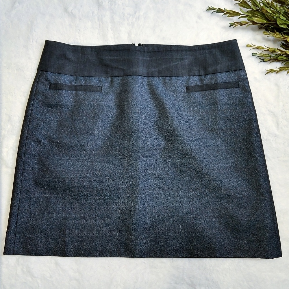 LOFT Ann Taylor navy blue shiny metallic skirt